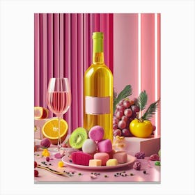 Pink Wine And Fruit Canvas Print