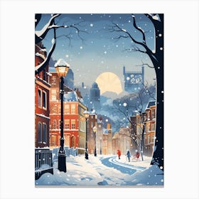 Winter Travel Night Illustration Newcastle United Kingdom 4 Canvas Print