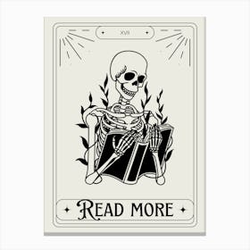 Skeleton Reading A Book Monoline Hand Drawing Aesthetic Illustration Canvas Print