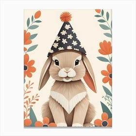 Floral Cute Baby Rabbit Bunny Nursery (14) Canvas Print