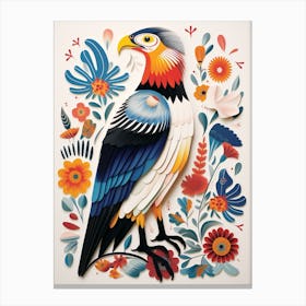 Scandinavian Bird Illustration Crested Caracara 2 Canvas Print