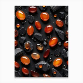 Agates On Black Background Canvas Print