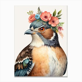 Bird With Flowers 1 Canvas Print