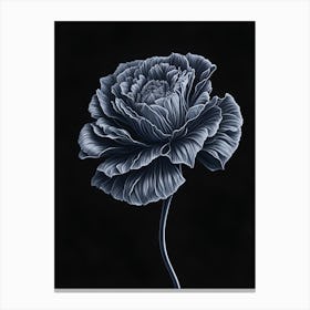 A Carnation In Black White Line Art Vertical Composition 32 Canvas Print