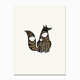 Fox Illustration Folk Scandi Canvas Print