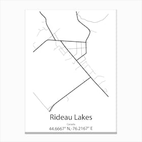 Rideau Lakes,Canada Minimalist Map Canvas Print