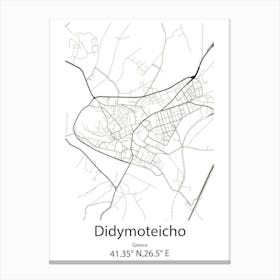 Didymoteicho,Greece Minimalist Map Canvas Print