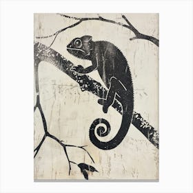 Black Chameleon Tree Silhouette 2 Canvas Print