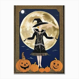 Witch With Pumpkins 1 Canvas Print