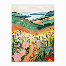 Colourful Countryside Landscape Illustration 0 Canvas Print