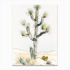 Joshua Tree By Desert Spring Minimilist Watercolour  (6) Canvas Print