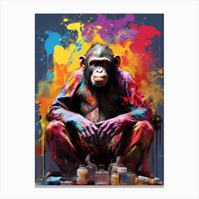 Colourful Thinker Monkey Graffiti Illustration 3 Canvas Print