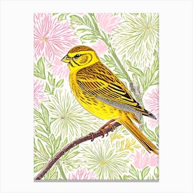 Yellowhammer William Morris Style Bird Canvas Print