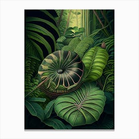 Snail In The Rainforest 1 Botanical Canvas Print