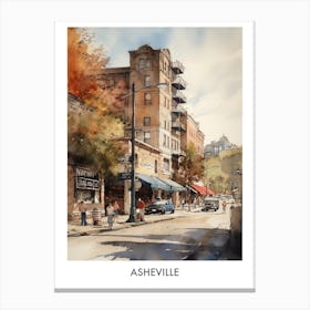 Asheville Watercolor 2 Travel Poster Canvas Print