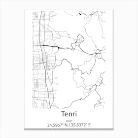 Tenri,Japan Minimalist Map Canvas Print