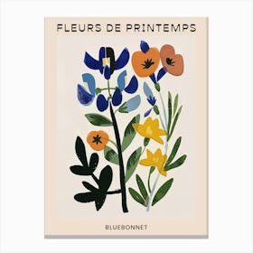 Spring Floral French Poster  Bluebonnet 1 Canvas Print