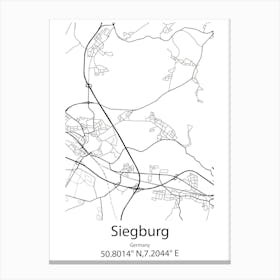 Siegburg,Germany Minimalist Map Canvas Print