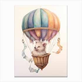 Baby Porcupine 1 In A Hot Air Balloon Canvas Print