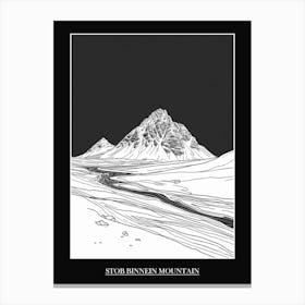 Stob Binnein Mountain Line Drawing 5 Poster Canvas Print