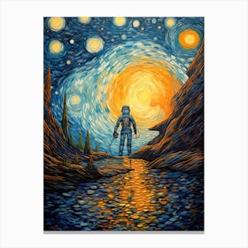 Astronaut In A Starry Night 1 Canvas Print
