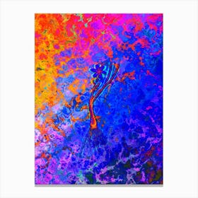 Snowdon Lily Botanical in Acid Neon Pink Green and Blue Canvas Print