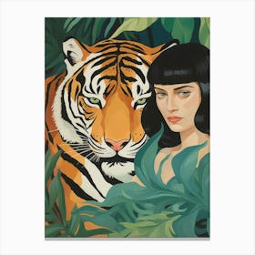 Woman and Tiger Canvas Print