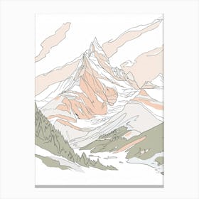 Mount Athos Greece Color Line Drawing (2) Canvas Print