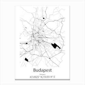 Budapest,Hungary Minimalist Map Canvas Print