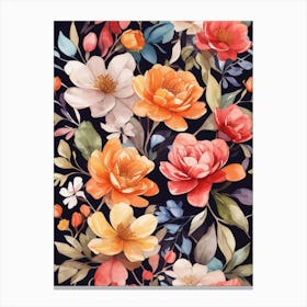 Watercolor Floral Wallpaper Canvas Print