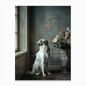 Dog In Front Of A Window Canvas Print