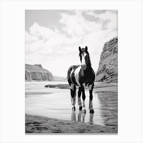 A Horse Oil Painting In Anakena Beach, Easter Island, Portrait 4 Canvas Print