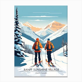 Banff Sunshine Village   Alberta Canada, Ski Resort Poster Illustration 1 Canvas Print