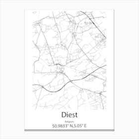 Diest,Belgium Minimalist Map Canvas Print