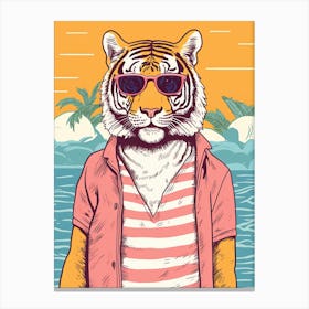 Tiger Illustrations Wearing A Beach Suit 4 Canvas Print