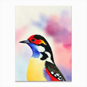Woodpecker 2 Watercolour Bird Canvas Print