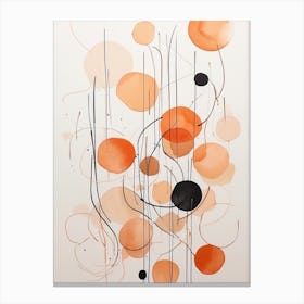 Abstract Painting minimalist abstract line art watercolour painting in the style of Japandi, neutral , orange and rust Canvas Print