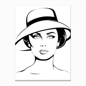 Line Art Inspired By Woman With A Hat By Matisse 2 Canvas Print