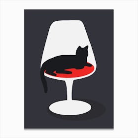 Tulip Chair Cat Canvas Print