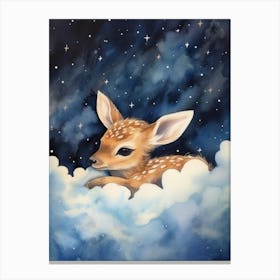 Baby Deer 1 Sleeping In The Clouds Canvas Print