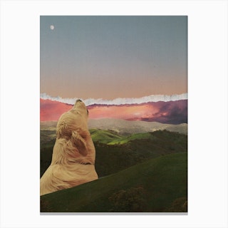 All Dogs Go To Heaven Green& Pink Canvas Print