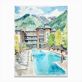 Little Nell Hotel   Aspen, Colorado   Resort Storybook Illustration 1 Canvas Print