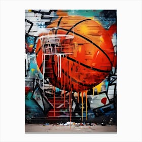 Colorful Basketball Graffiti Ball Canvas Print
