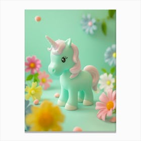 Toy Pastel Unicorn With Flowers 2 Canvas Print