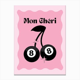 Mon Cheri 8 Ball Cherry Pink Canvas Print