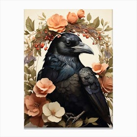 Crow In A Wreath Canvas Print