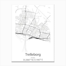 Trelleborg,Sweden Minimalist Map Canvas Print