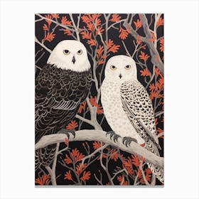 Art Nouveau Birds Poster Snowy Owl 1 Canvas Print