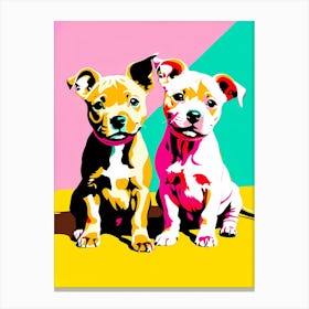Staffordshire Bull Terrier Pups, This Contemporary art brings POP Art and Flat Vector Art Together, Colorful Art, Animal Art, Home Decor, Kids Room Decor, Puppy Bank - 148th Canvas Print