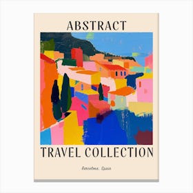 Abstract Travel Collection Poster Barcelona Spain 2 Canvas Print